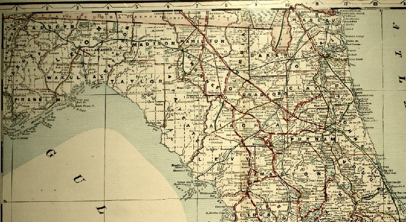 Map Of North Florida 1890s