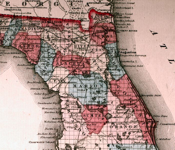 Map Of Northern Florida 1863