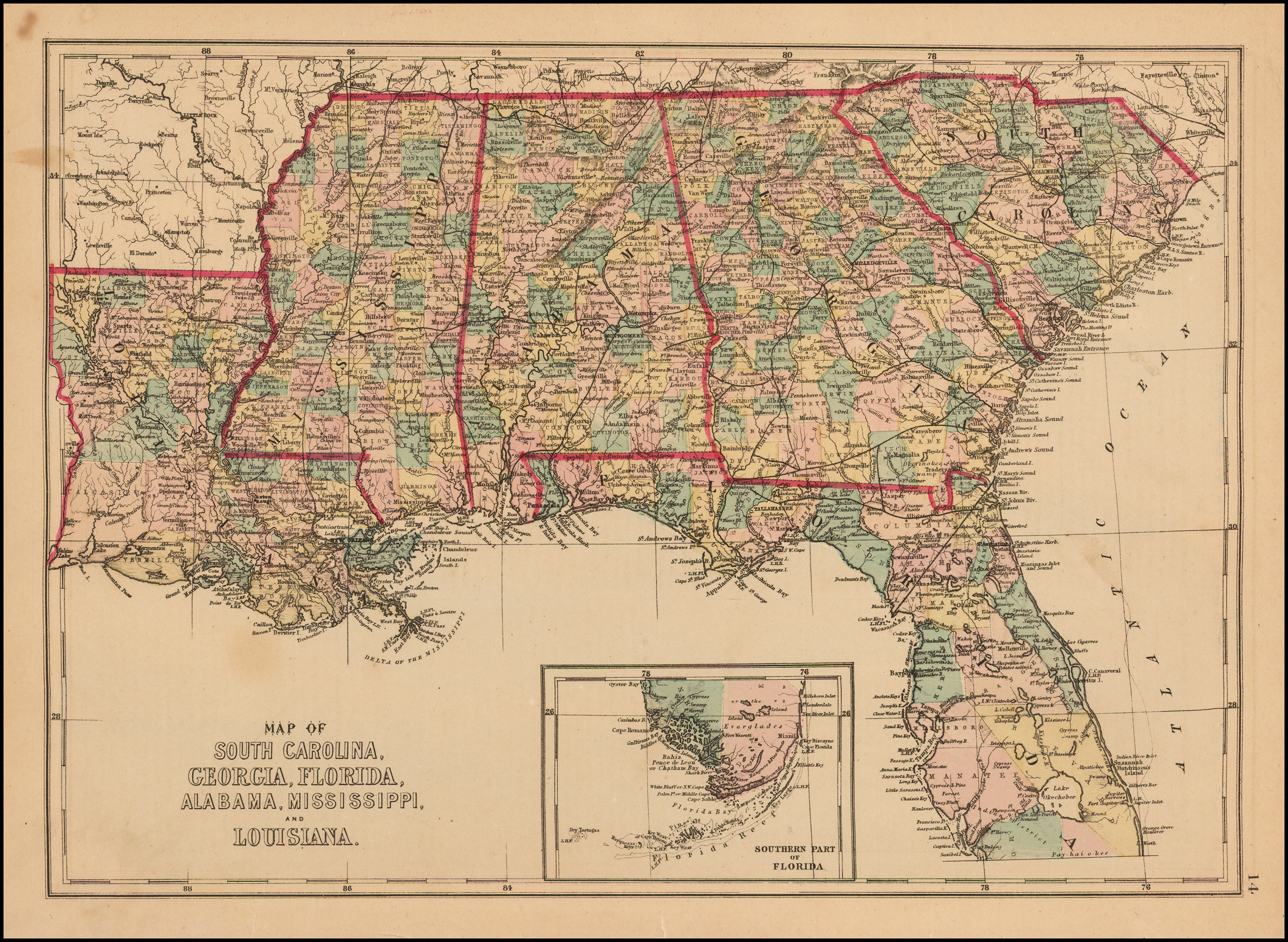 Map Of South Carolina Georgia Florida Alabama Mississipi And 