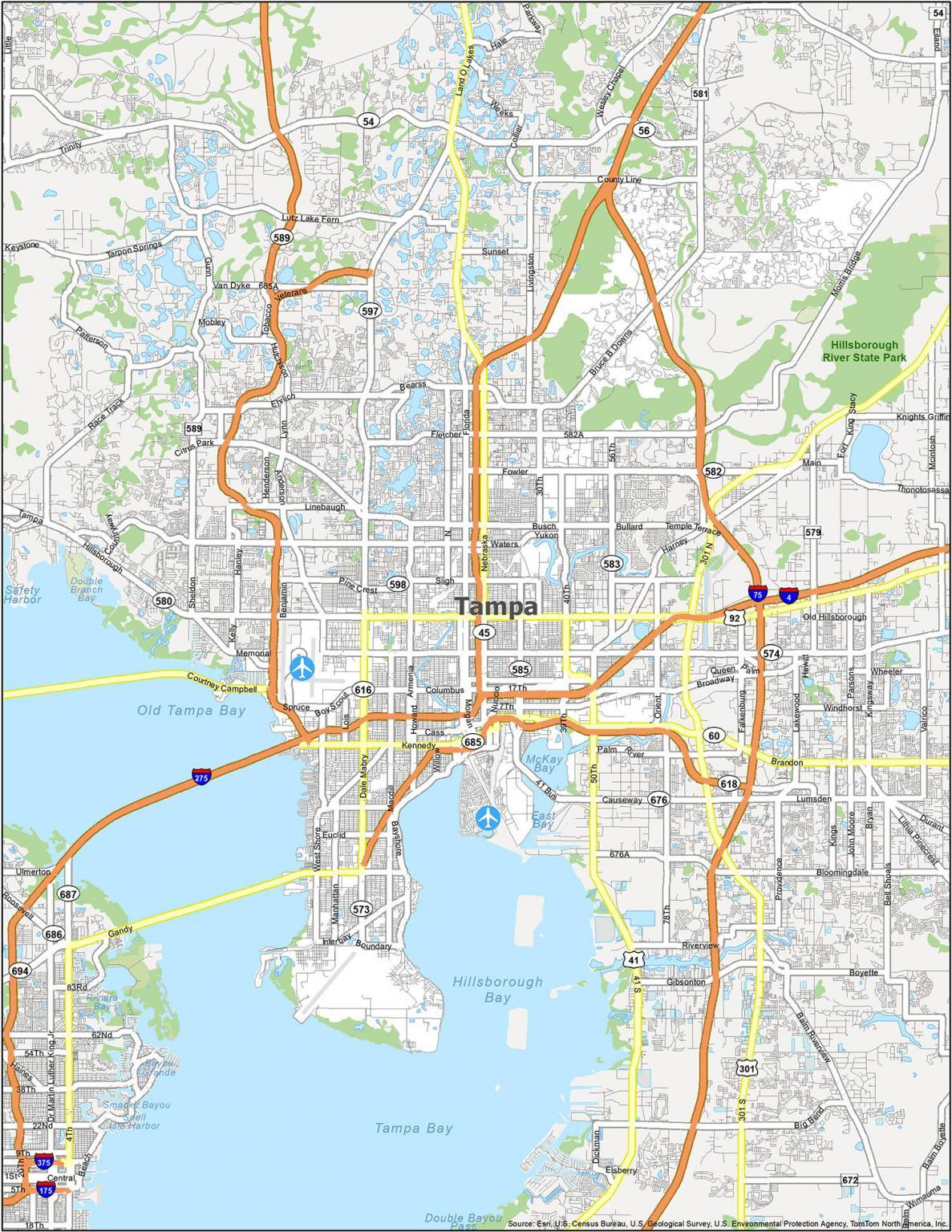 Map Of Tampa Florida GIS Geography