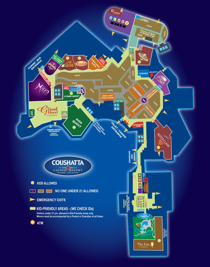 Map Of The Resort Coushatta Casino Resort Florida Casinos Map