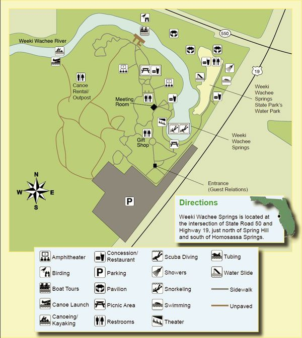 Map Of Weeki Wachee Springs State Park Florida State Parks State 