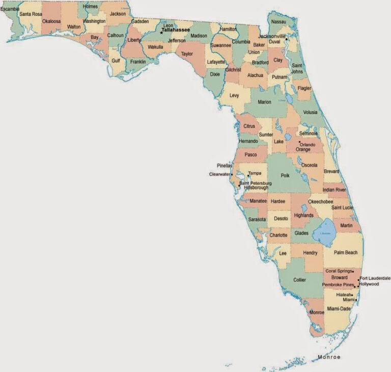 Maps Of Florida Counties Free Printable Maps | Maps Of Florida