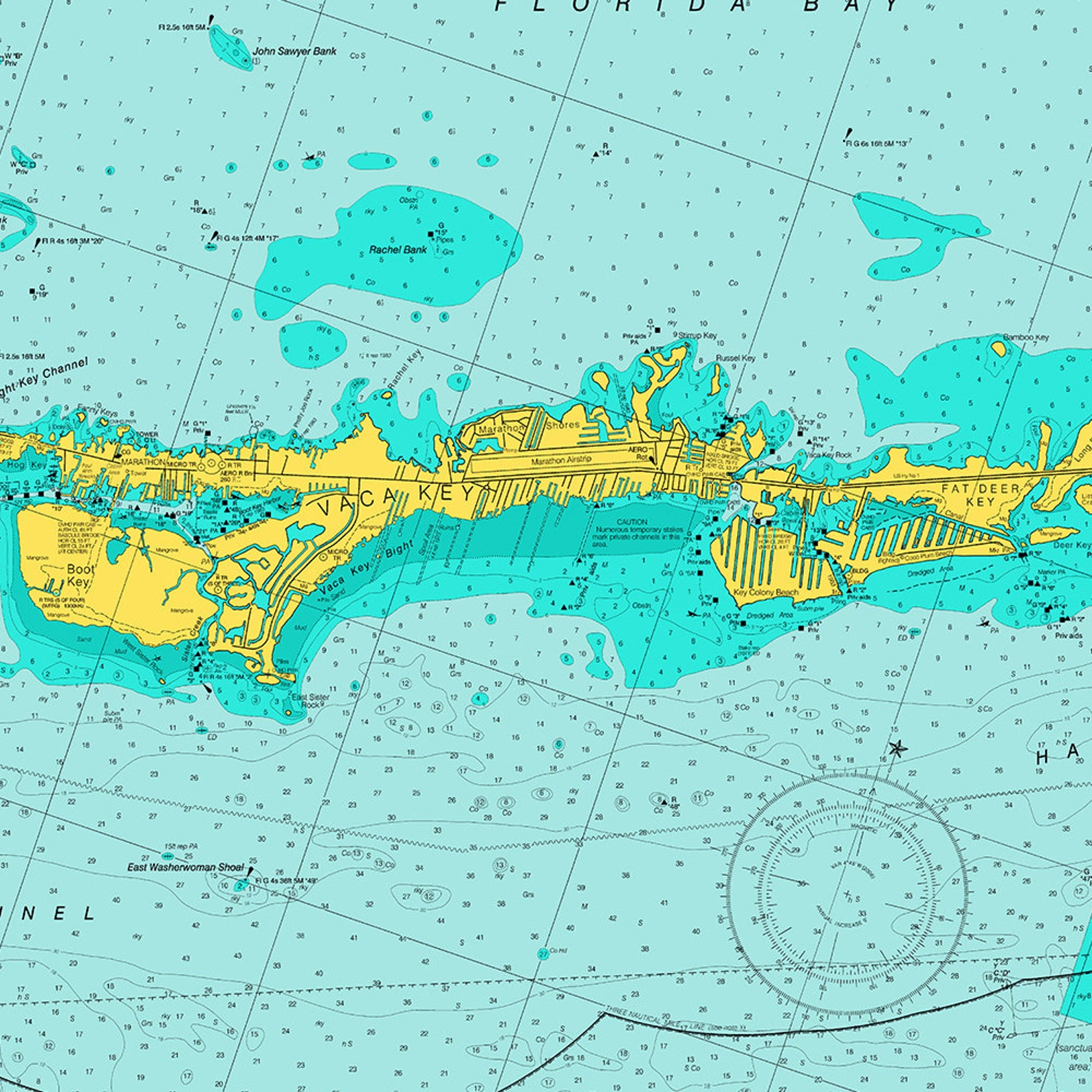 Marathon FL Marathon FL Key Florida Keys Nautical Chart Etsy