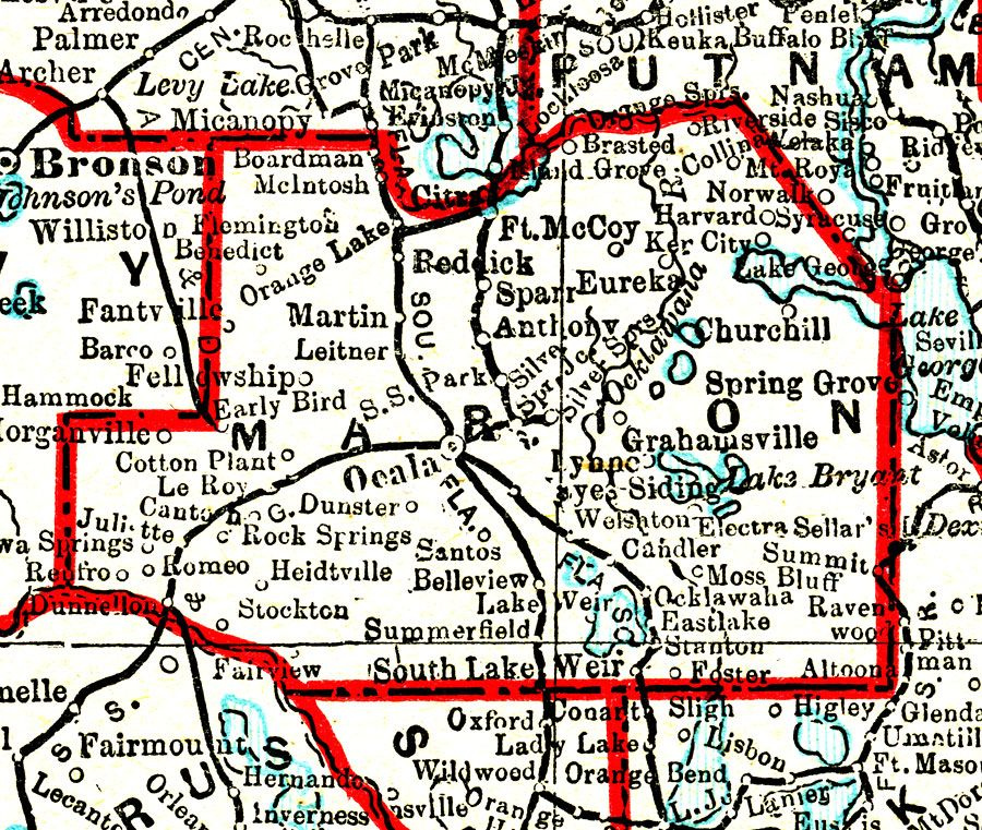 Marion County 1893 Map Of Florida Marion County Florida Marion County