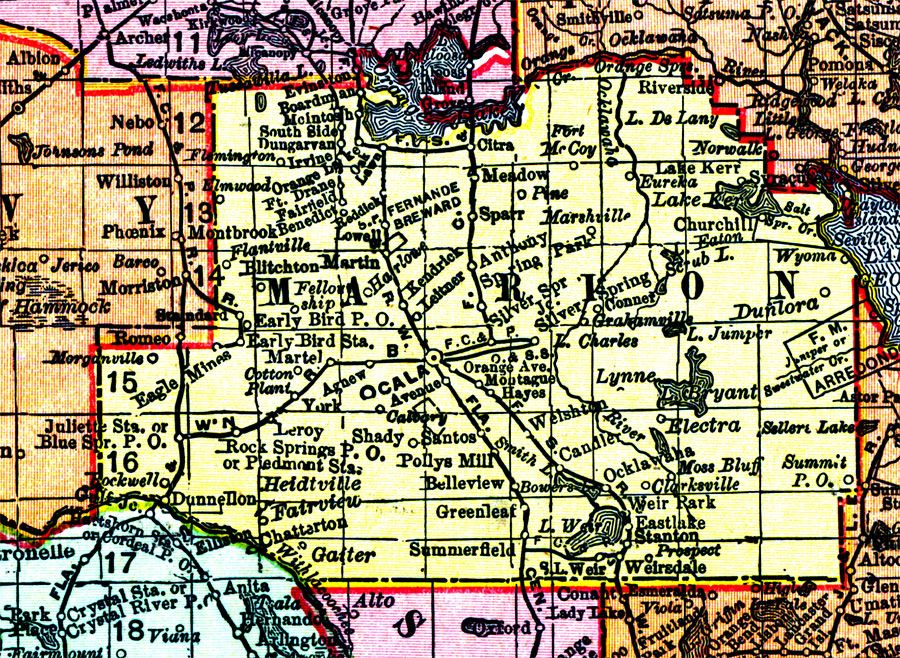 Marion County 1898 AD Marion County Marion County Florida Map