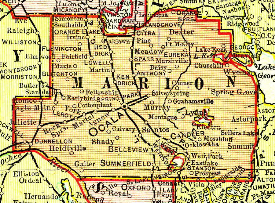 Marion County 1899 Marion County Marion County Florida Map