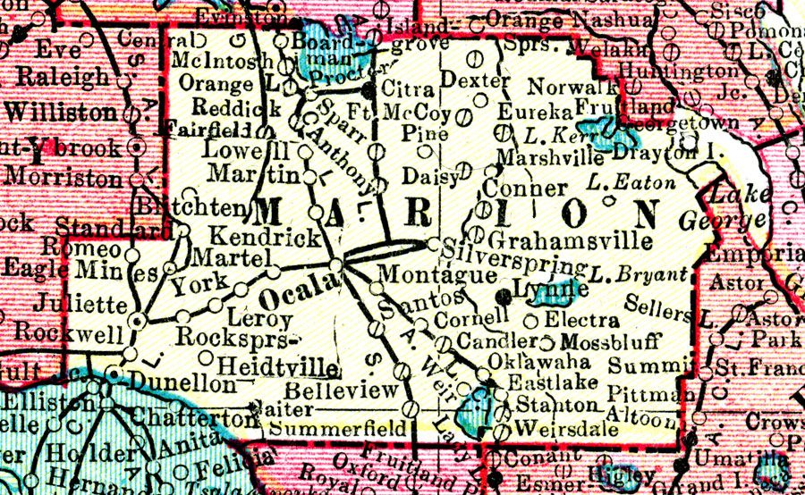 Marion County 1911 Marion County Marion County Florida Map