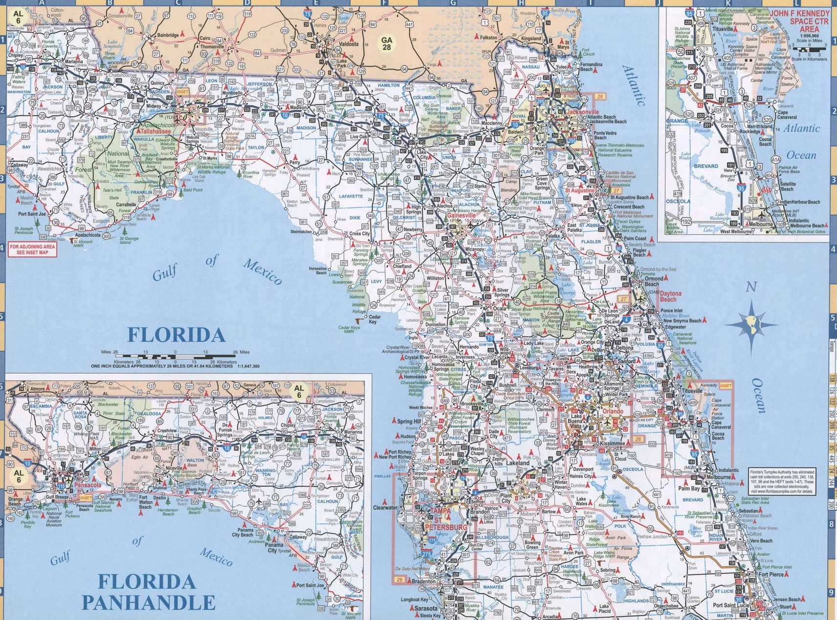 North Florida Road Map Highways And Roads USA