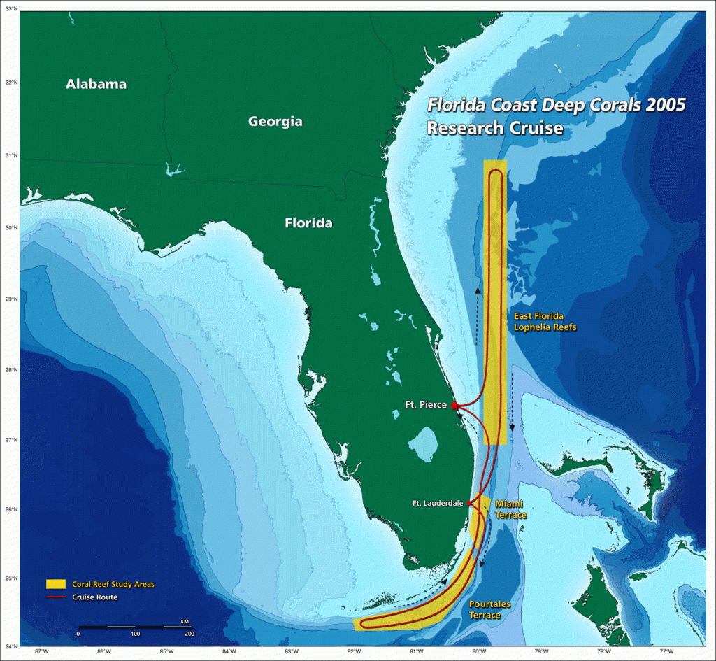 Ocean Depth Map Florida Free Printable Maps