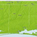 Physical 3D Map Of Okaloosa County