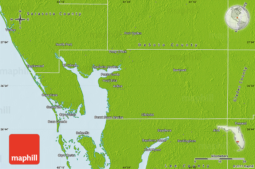 Physical Map Of Charlotte County Maps Of Florida