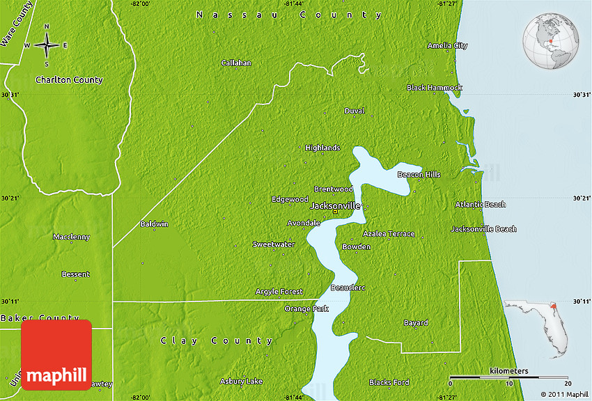 Physical Map Of Duval County