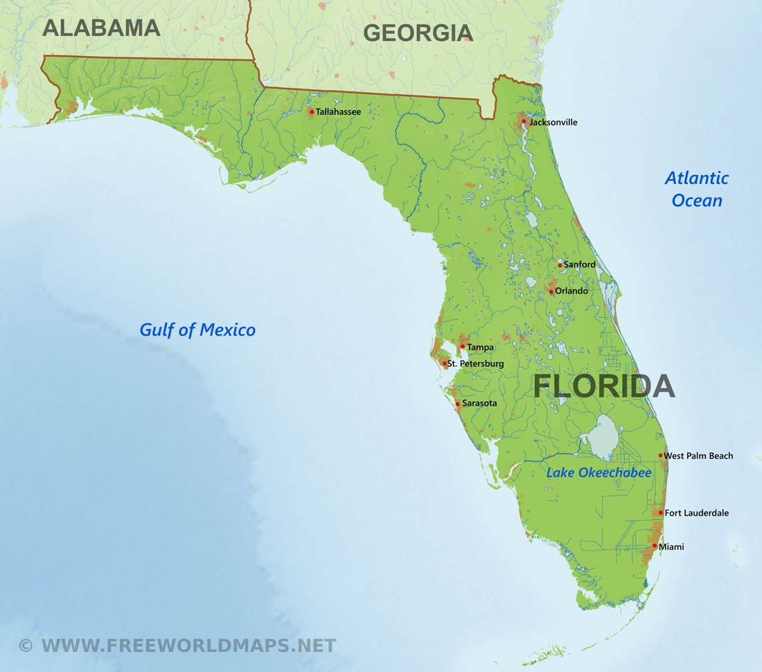 Physical Map Of Florida Printable Map Of Florida Gulf Coast 