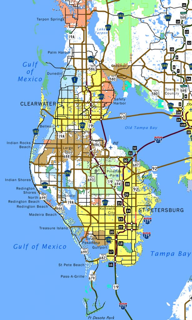 Pinellas County Aaroads City Map Of Palm Harbor Florida Printable 