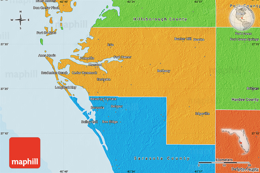 Political Map Of Manatee County Maps Of Florida