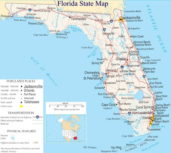 State Of Florida Map Mileage Printable Maps Maps Of Florida