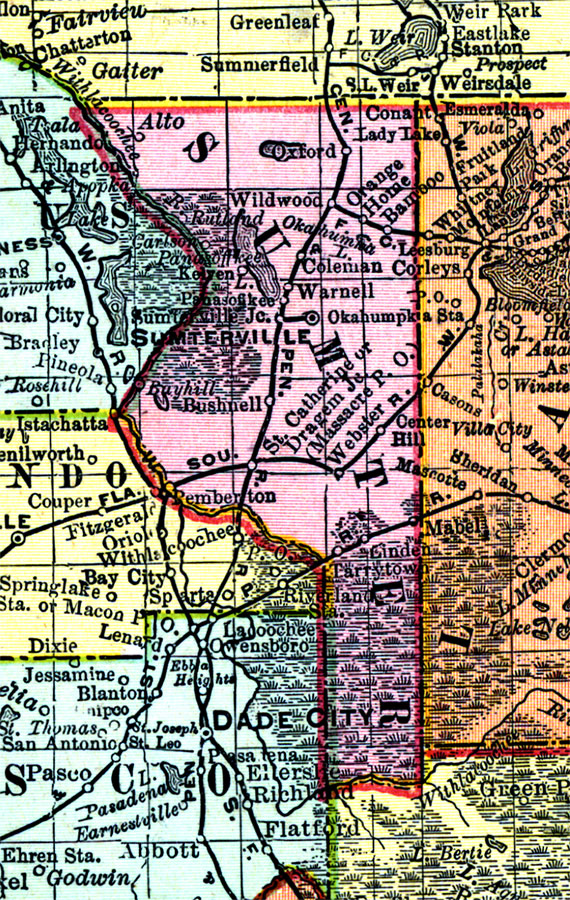 Sumter County 1898 Ad Maps Of Florida 2430