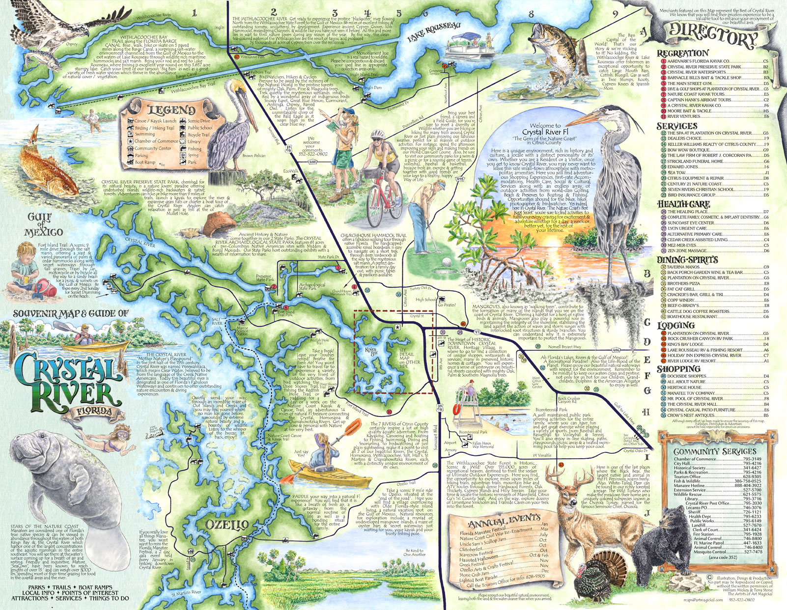 Map Of Crystal River Florida Maps Of Florida   The Souvenir Map Guide Of Crystal River Fl 