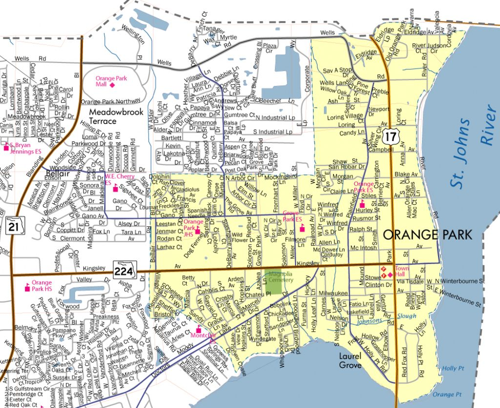 Town Limits Map Town Of Orange Park Florida Orange Groves Map 