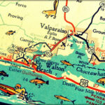 Vintage Map DESTIN Florida Beach Decor 1960s Art Print Ft Walton Beach