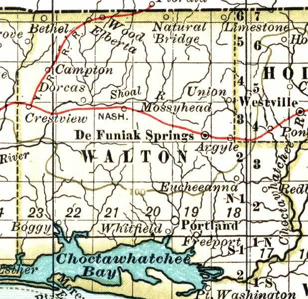 Walton County Florida Map From 1897 Map Of Florida Map Florida