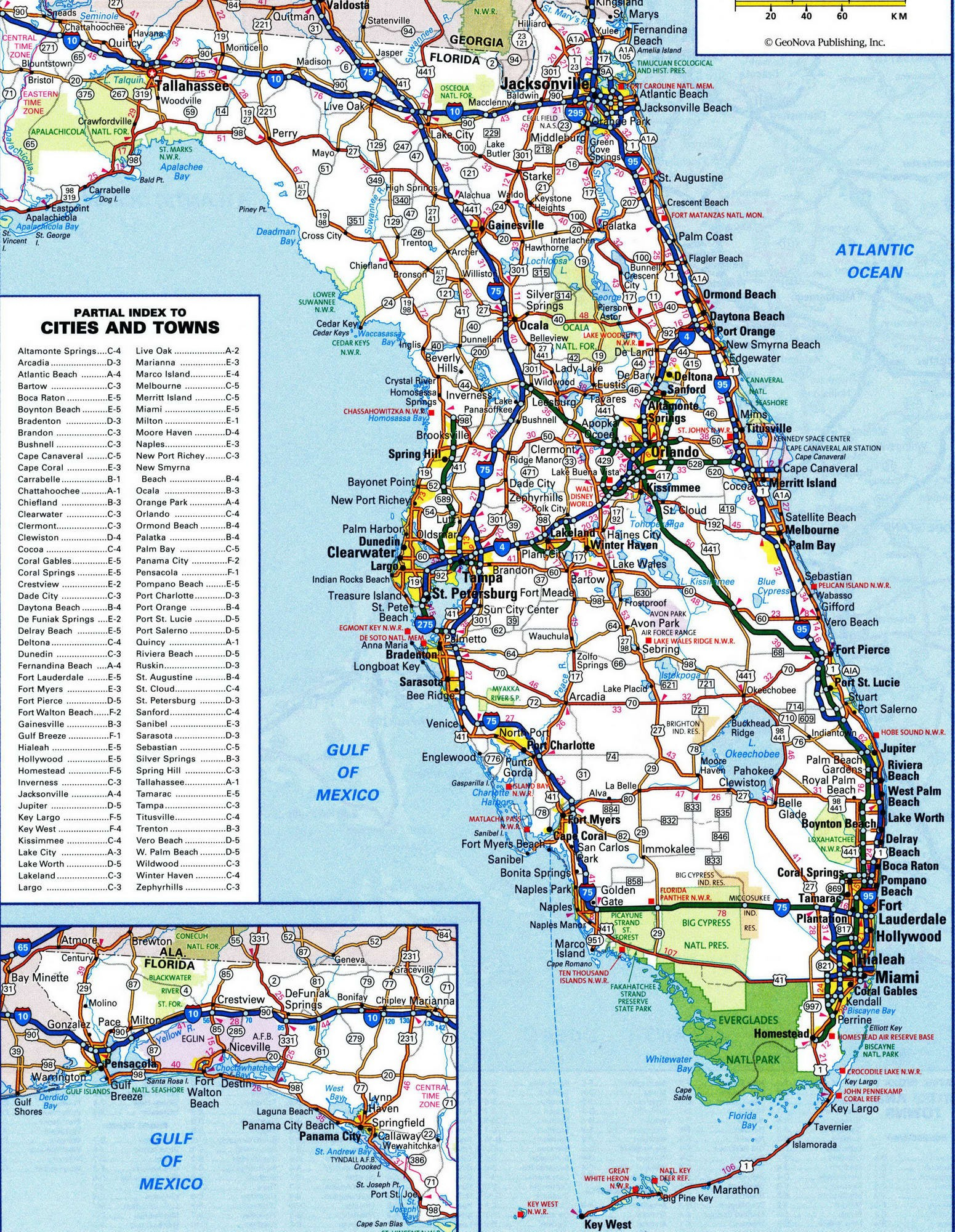 Large Detailed Roads And Highways Map Of Florida State With All 