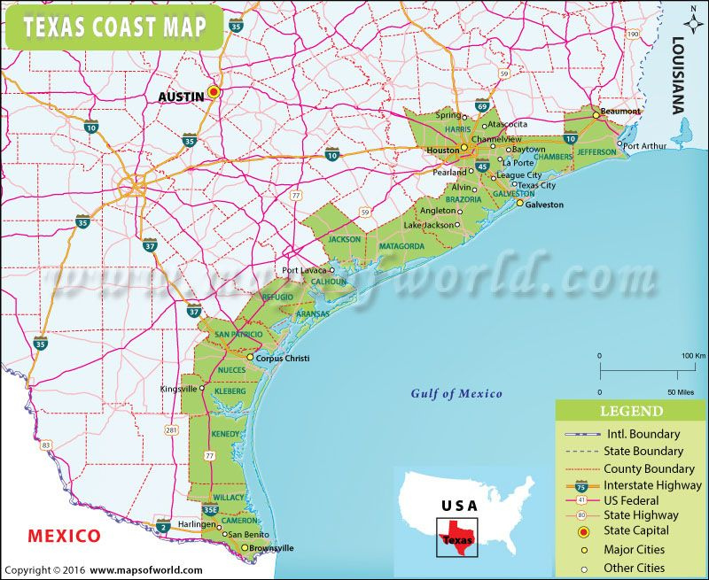 Texas Coast Map Texas Coast Road Trip Map Coast