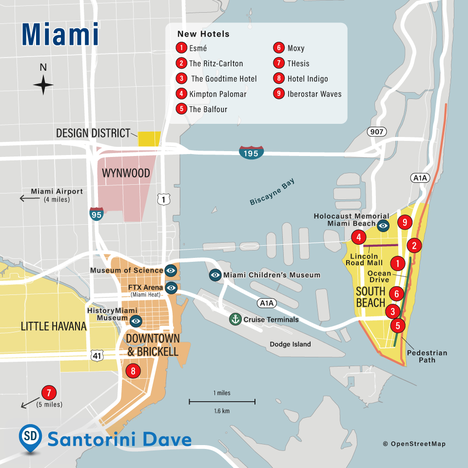 10 Best New Hotels In Miami for Map of Miami Florida Hotels