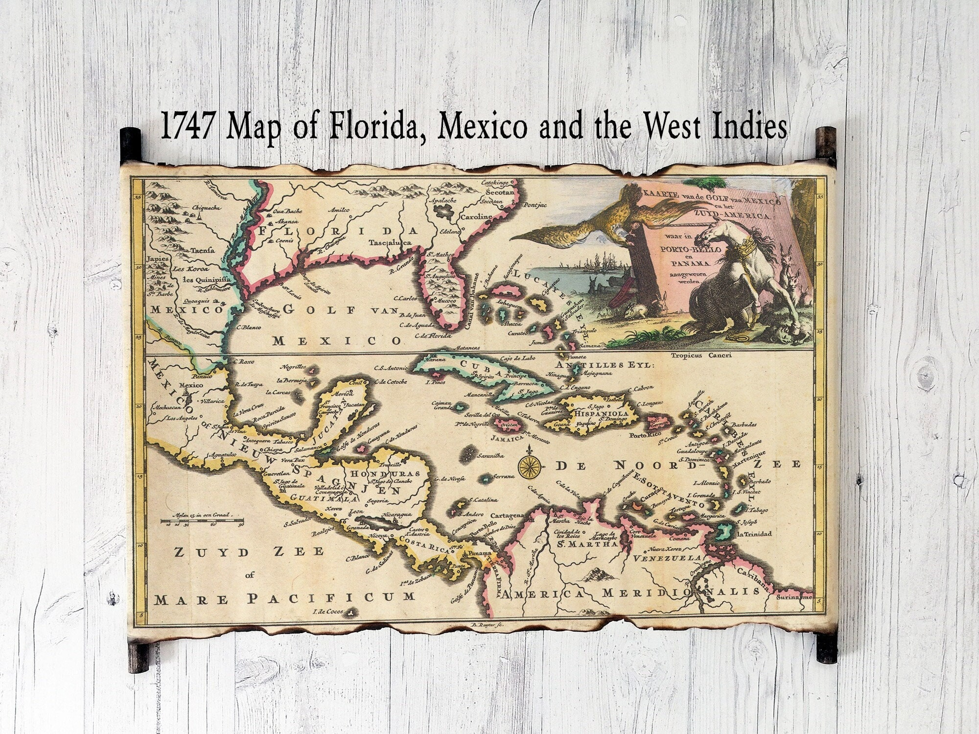 1747 Old Map Of Florida, Mexico And The West Indies, The Caribbean with regard to Map Of Florida And Mexico