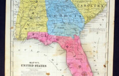 1848 Map Florida Georgia Alabama South Carolina Hand Colored Steel in Map Of Florida And Georgia Usa