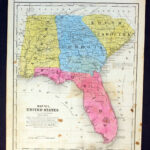 1848 Map Florida Georgia Alabama South Carolina Hand Colored Steel Throughout Map Of South Carolina Georgia And Florida