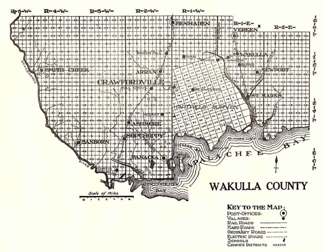 1914 Map Of Wakulla County Florida - Etsy within Map Of Wakulla County Florida