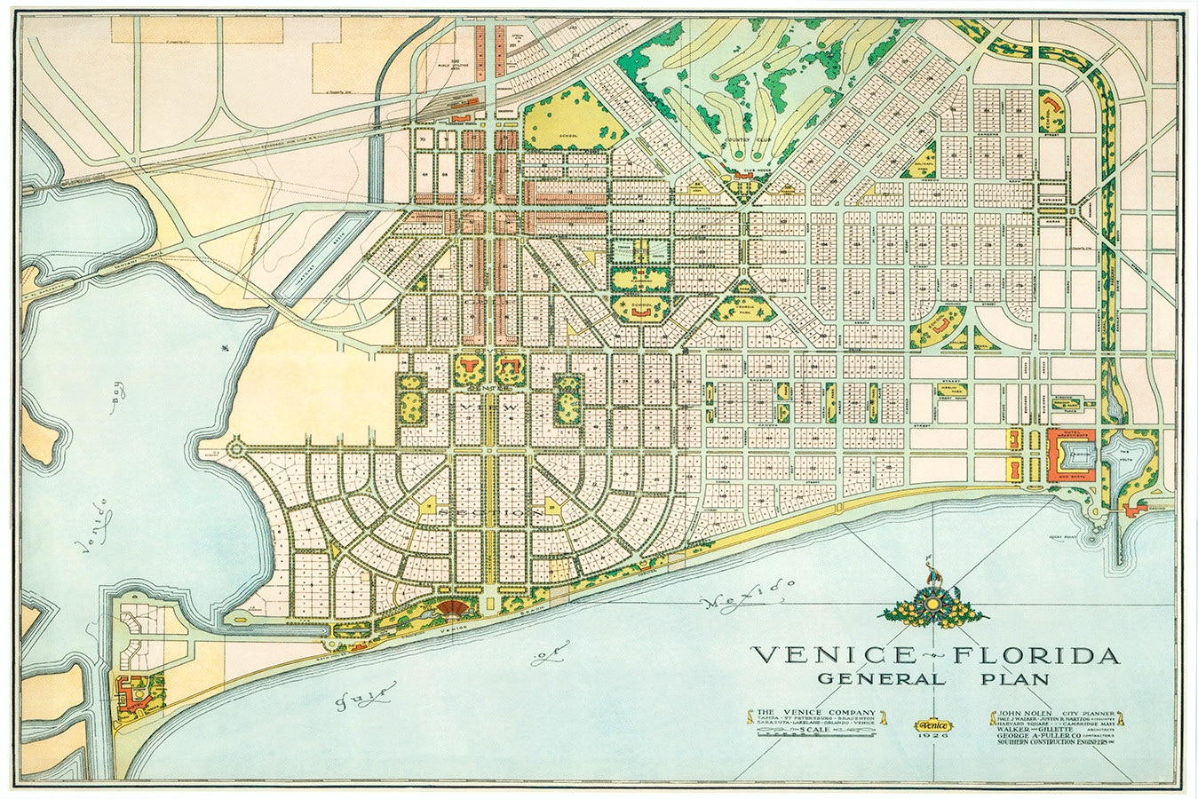 1926 Map Of Venice Florida - Etsy inside Map Of Florida Showing Venice