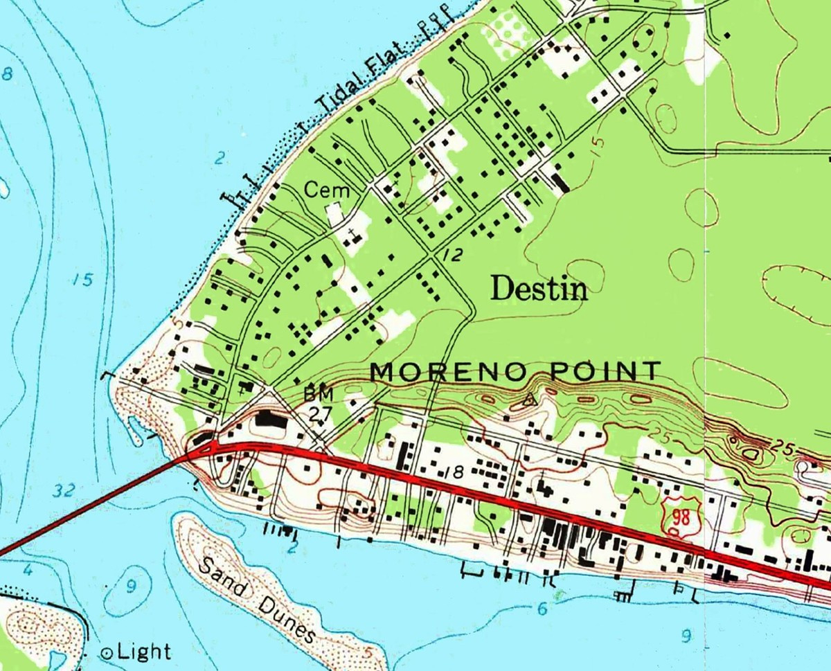 1972 Map Of Destin Florida regarding Show Map of Destin Florida