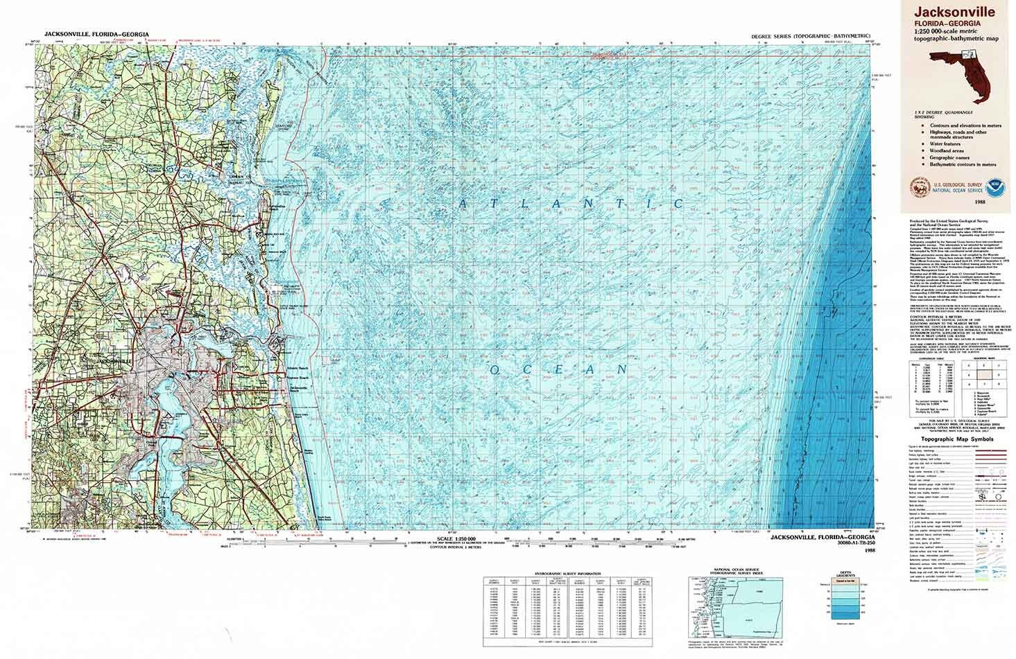 1988 Topo Map Of Jacksonville Florida - Etsy with regard to Topographic Map Of Jacksonville Florida