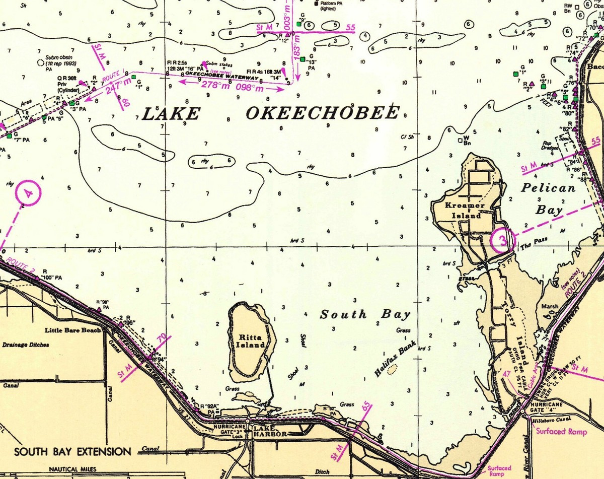 1996 Seekarte Karte Des Lake Okeechobee Florida within Fishing Map Of Lake Okeechobee Florida