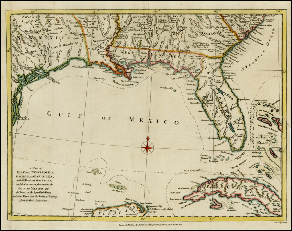 A Map Of East And West Florida, Georgia And Louisiana, With The inside Map of Florida and Louisiana