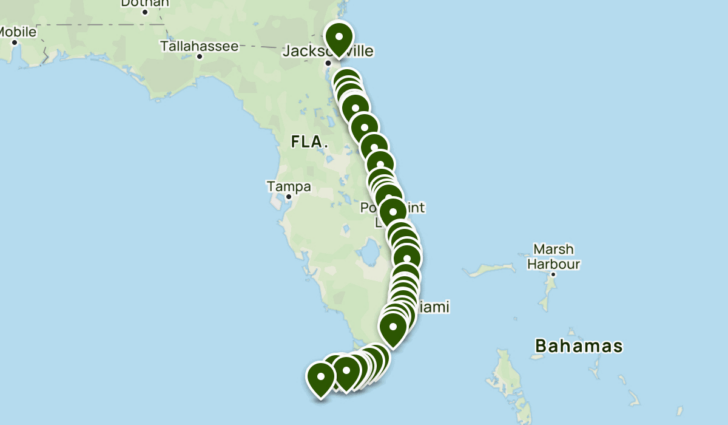Map of A1a in Florida