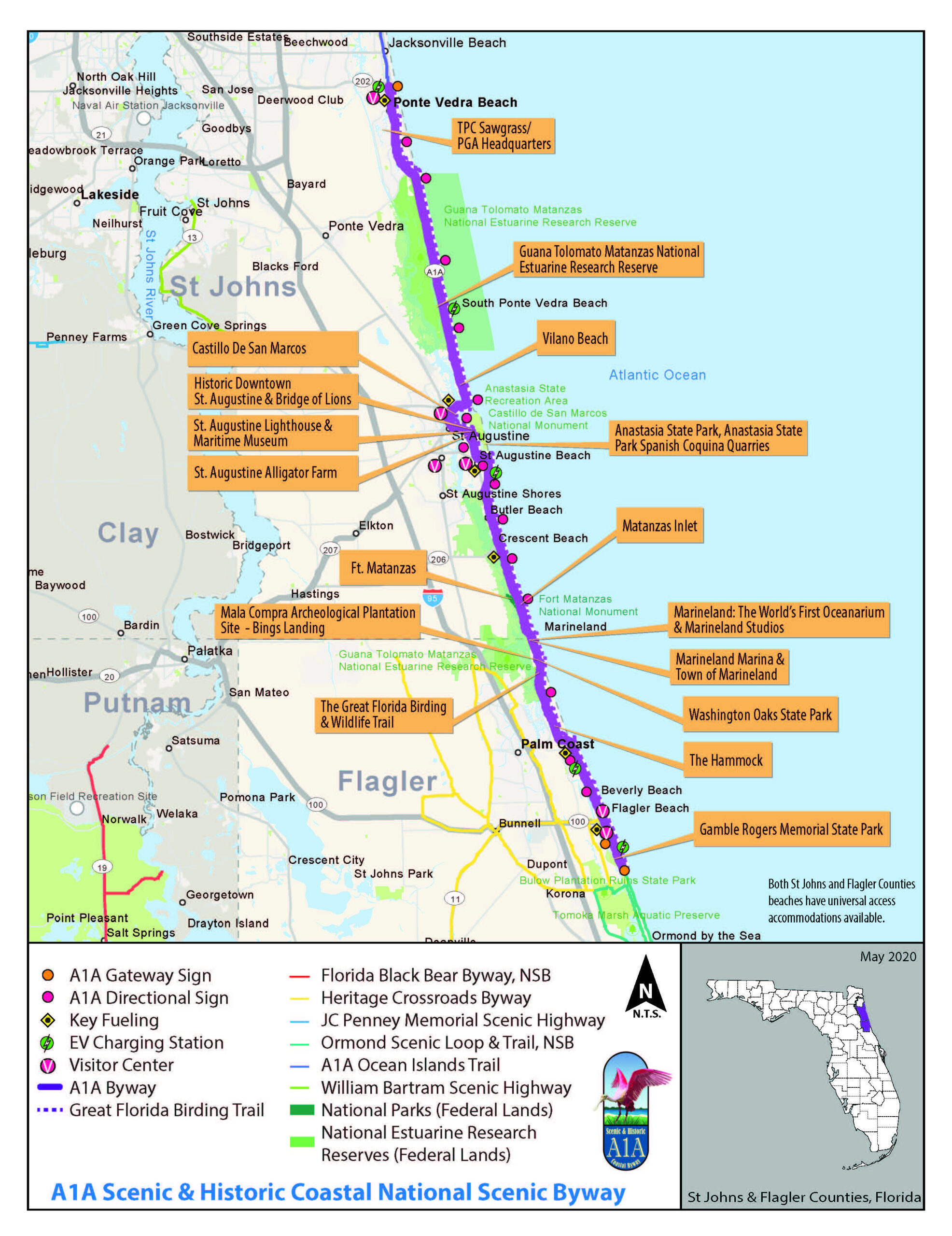 A1A Scenic &amp;amp; Historic Coastal Byway - Map | America&amp;#039;S Byways pertaining to Map of A1a in Florida