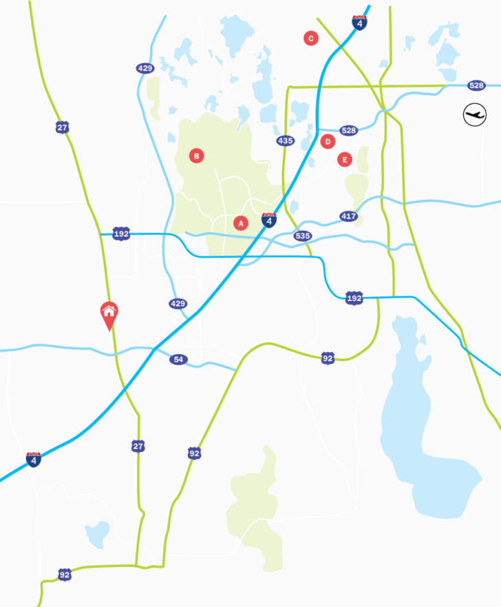 Map of Four Corners Florida