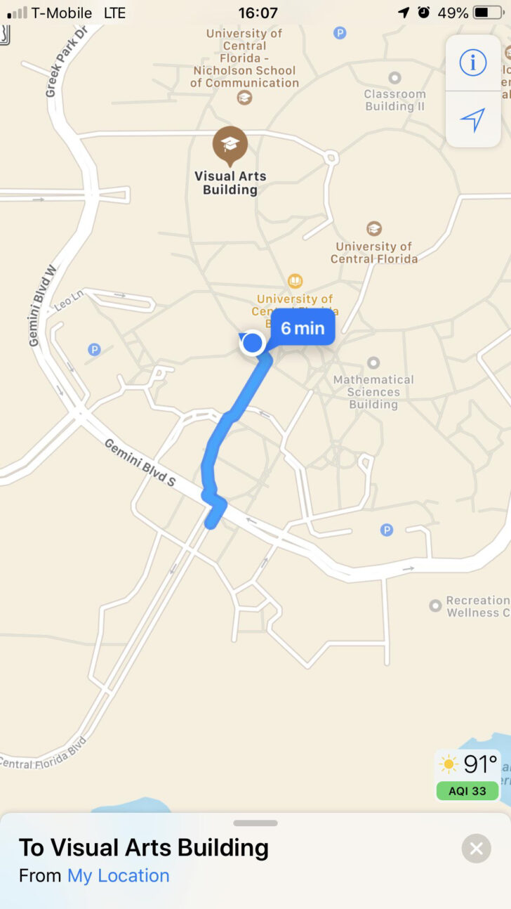University of Central Florida Google Maps