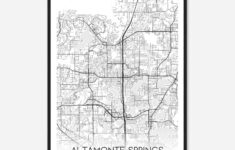 Altamonte Springs Florida Map Poster, Modern Home Decor Wall Art Print -  Custom Maps &amp; Posters throughout Map of Altamonte Springs Florida