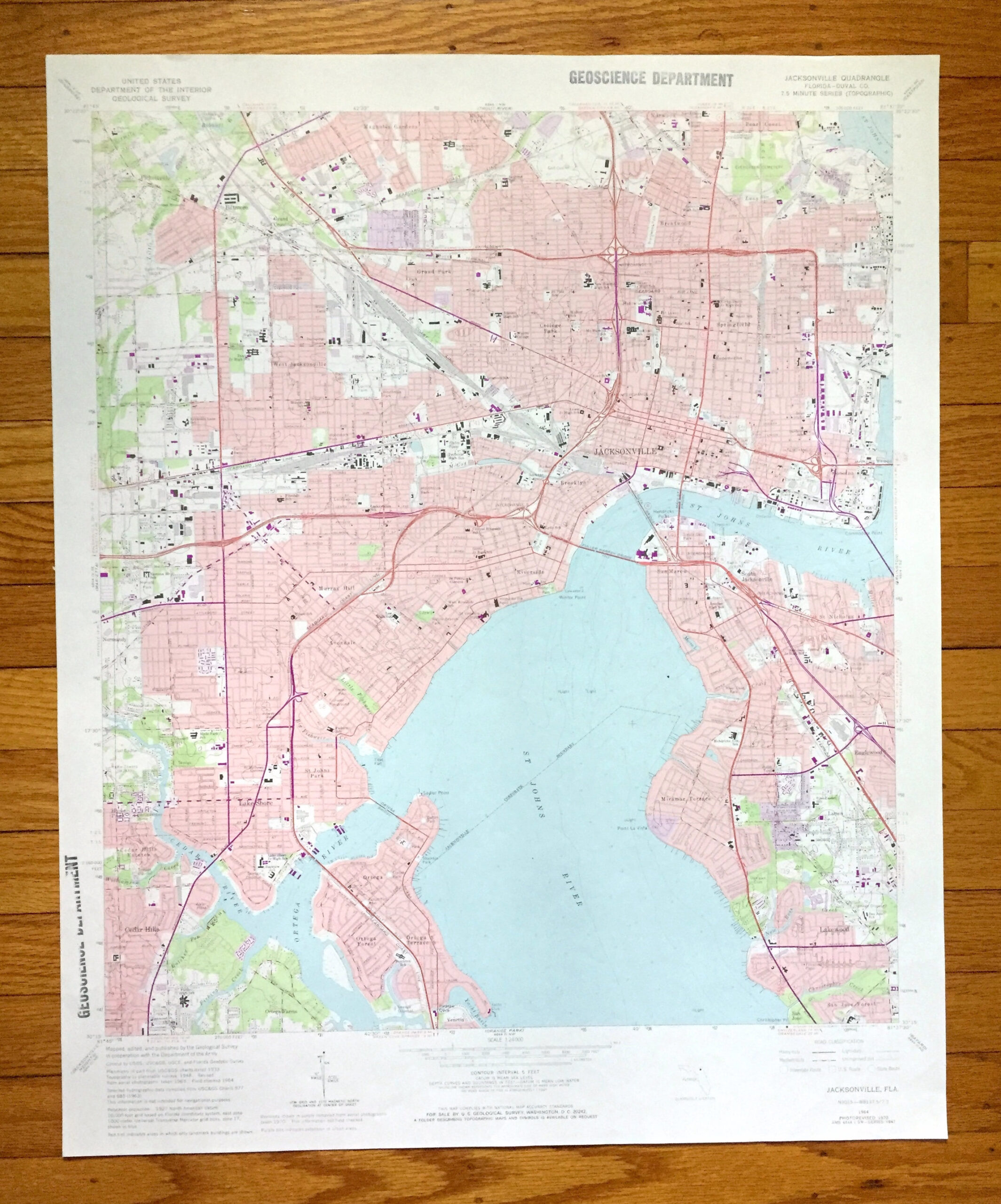 Antique Jacksonville, Florida 1964 Us Geological Survey within Topographic Map Of Jacksonville Florida