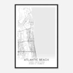 Atlantic Beach Florida Map Poster, Modern Home Decor Wall Art Print    Custom Maps & Posters Inside Map Of Atlantic Beach Florida