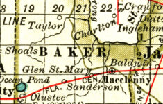 Baker County, 1897 inside Map of Baker County Florida