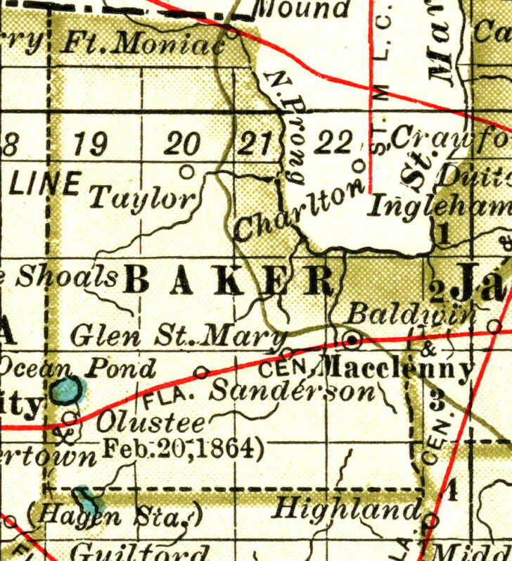 Map of Baker County Florida