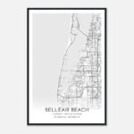 Belleair Beach Florida Map Poster, Modern Home Decor Wall Art Print    Custom Maps & Posters With Regard To Map Of Belleair Beach Florida