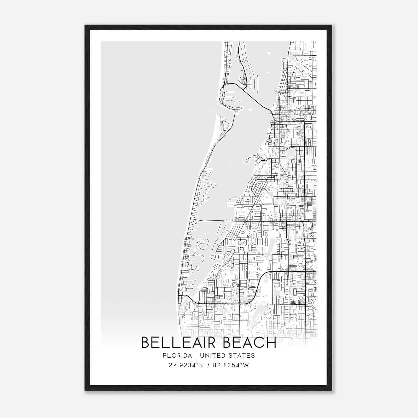 Belleair Beach Florida Map Poster, Modern Home Decor Wall Art Print - Custom Maps &amp;amp; Posters with regard to Map of Belleair Beach Florida