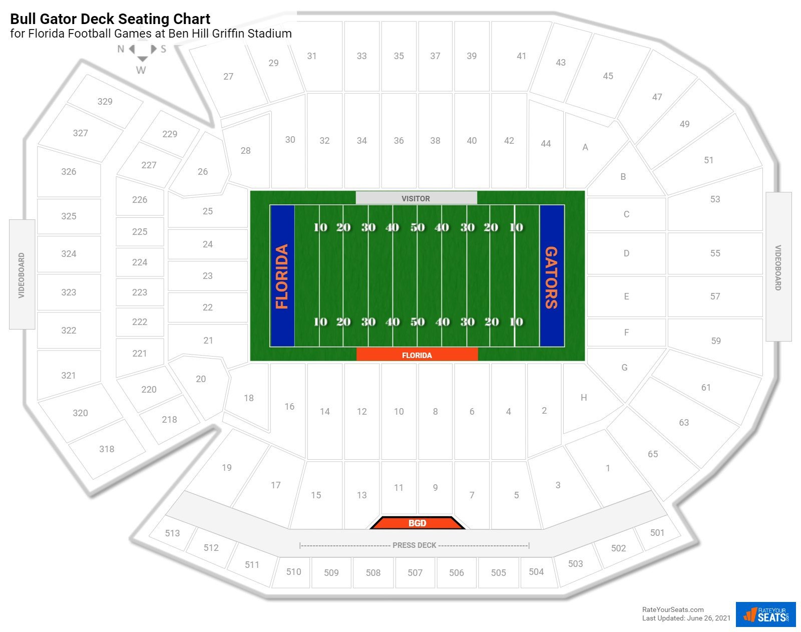 Ben Hill Griffin Stadium Seating Guide - Rateyourseats pertaining to University Of Florida Football Stadium Map